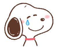 a cartoon drawing of snoopy with a blue tear coming out of his eye