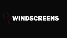 a black background with the word windscreens in white