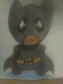 a drawing of a cat in a batman outfit