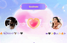 a screen shows a man and a woman and says soulmate on the top