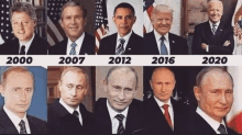 a collage of presidents from 2000 to 2020 including obama and putin