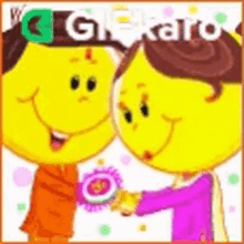 a cartoon of a man and a woman holding hands and smiling .