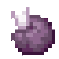 it is a pixel art of a purple object with a white background .