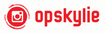 a red and white logo for opskylie