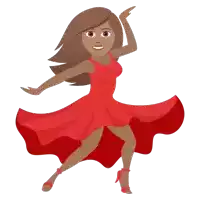 a cartoon drawing of a woman in a red dress dancing