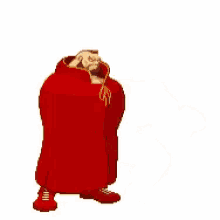 a pixel art illustration of a muscular man wearing a red cape .