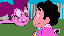 a cartoon of spinel and steven standing next to each other