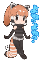 a cartoon drawing of a red panda girl with a ponytail