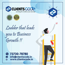 a ladder that leads you to business growth is advertised by clients code