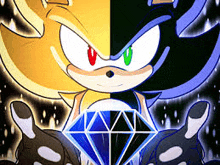 a cartoon of sonic the hedgehog and shadow the hedgehog standing next to a diamond .