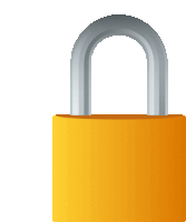 a yellow padlock on a white background with a gray handle