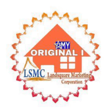 the logo for lsmc landsquare marketing corporation shows a house with a red roof .