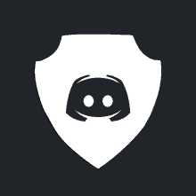 a black and white shield with a discord logo on it