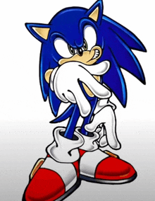 a cartoon drawing of sonic the hedgehog