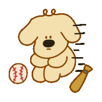 a cartoon of a dog with a baseball and bat