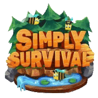 a logo for a game called simply survival with bees and trees