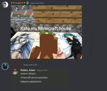 a screenshot of a minecraft house with the words rate my minecraft house