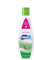 a bottle of vaseline body milk with aloe fresh on the label