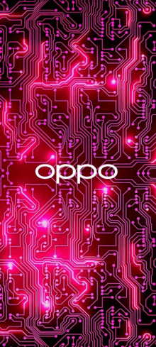 the oppo logo is on a red and black circuit board .