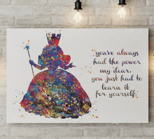 a painting of a wizard of oz character with a quote on it