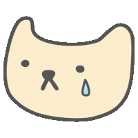 a cartoon drawing of a cat with a tear coming out of its eye