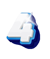 a blue and white number four with a glowing effect