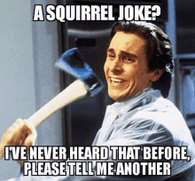 a squirrel joke ? i 've never heard that before , please tell me another .