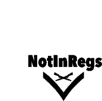 a black and white logo for notinregs with two crossed arrows