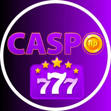 a purple logo for caspo with a gold coin