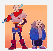 a drawing of papyrus and sans from undertale by mrs. sons