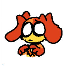 a pixel art drawing of a cartoon character holding a fireball