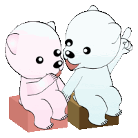 a cartoon of two bears sitting next to each other one of them giving a thumbs up