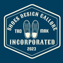 a logo for shoes design gallore incorporated with a pair of sneakers