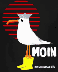 a seagull with a star on its head and the word moin