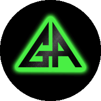 a glowing green triangle with the letter a inside of it