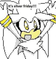 a pixel art of silver the hedgehog says it 's silver friday !!!