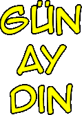 the word gun ay din is in yellow letters on a white background