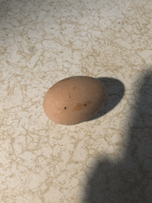 a brown egg is sitting on a cracked white surface