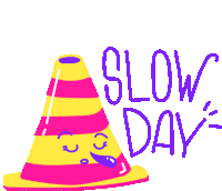 Sleepy Traffic Cone With Caption "Slow Day" In English Sticker