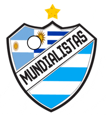 a blue and white shield with a yellow star and the words mundialistas on it