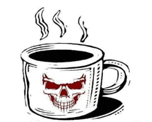 a cup of coffee with a skull on it