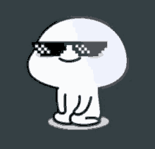 a cartoon character wearing sunglasses with a middle finger on his face .