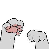 a cartoon drawing of a cat 's paws with pink pads against a white background .