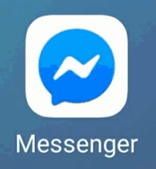 a messenger app icon on a blue background