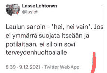 a screenshot of a tweet from lasse lehtonen on twitter