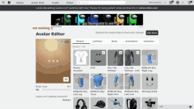 a screenshot of a roblox avatar editor website