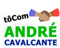 a logo for andre cavalcante with a handshake