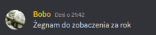 a screenshot of a message from bobo dated  21:42