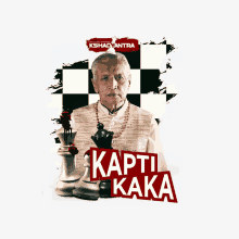 an advertisement for kshad mantra shows a man with a chess piece