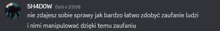 a screenshot of a discord conversation with shadow